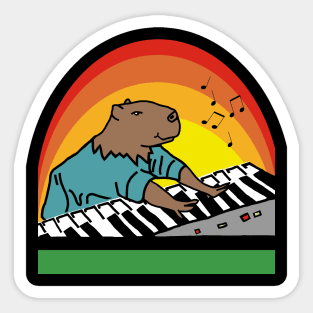 Funny Capybara Makes Music with Piano Keyboards Sticker